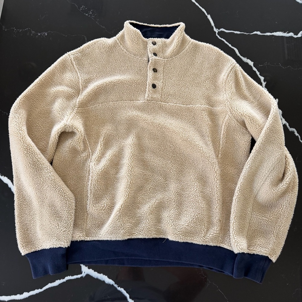 J. Crew Men's Tan Fleece Crewneck Sweater
